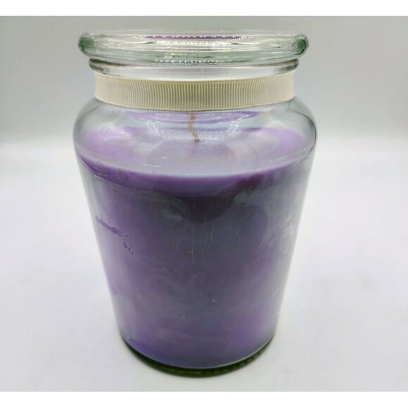 Candle Glass Jar Lavender Scented Lid Ribbon Pinecone Accent 18oz Purple - Picture 8 of 16